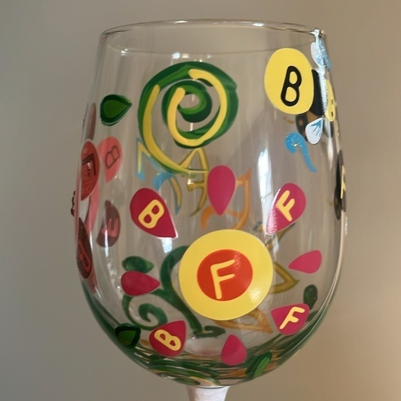 Brand New Lolita "BFF" 15 oz. Hand Painted Wine Glass Best Friends Colorful Gift - Picture 8 of 16